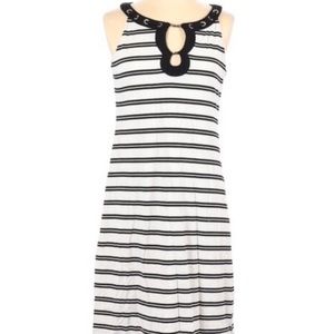 White House Black Market Sleeves Striped Dress Med